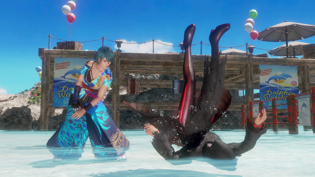 DOA6 니코 비치 스테이지 잡기 인게임 화면