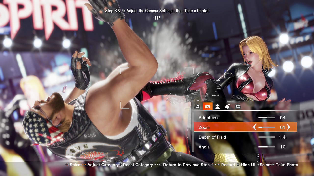DOA6 라스트 라운드 포토 모드 카메라 설정 화면