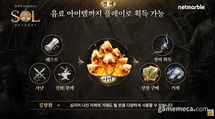 솔 인챈트 나인 재화 중심 경제 시스템 유료 아이템 플레이로 획득 공식 도식